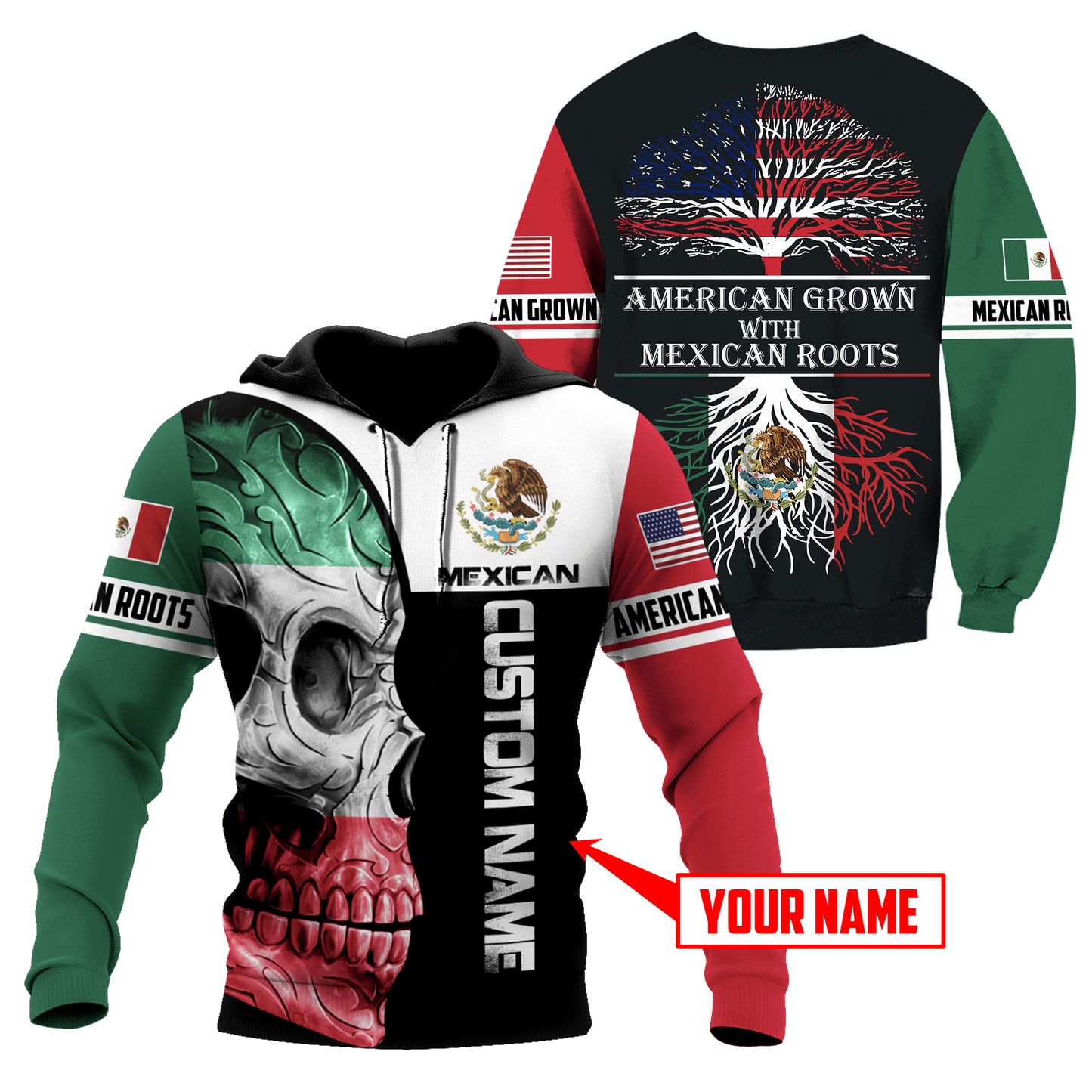Mexican Skull 3D All Over Printed Unisex Hoodie