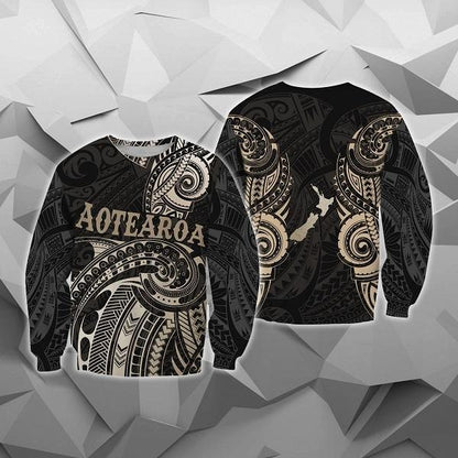 Maori Tattoo with Map New Zealand All Over Hoodie HC0805 - Amaze Style™-Apparel