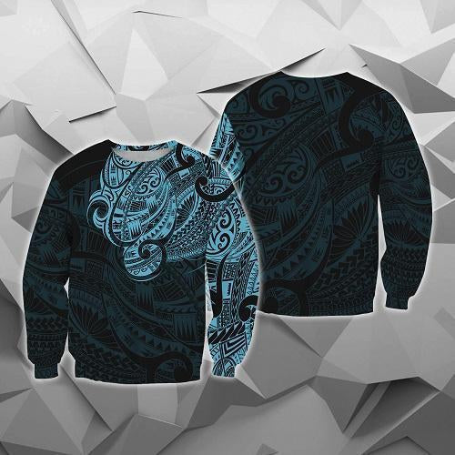 Maori Tattoo Style All Over Hoodie Blue Version HC0804 - Amaze Style™-Apparel
