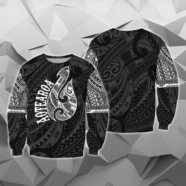 Hei Matau Maori Tattoo All Over Hoodie White PL - Amaze Style™-Apparel
