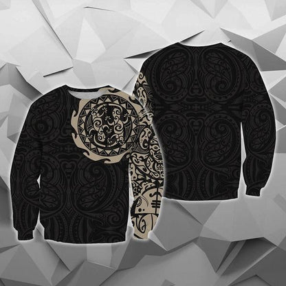Maori Tangaroa Tattoo New Zealand All Over Hoodie - Golden NVD - Amaze Style™-Apparel