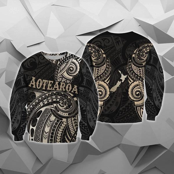 Maori Tattoo with Map New Zealand All Over Hoodie NVD - Amaze Style™-Apparel