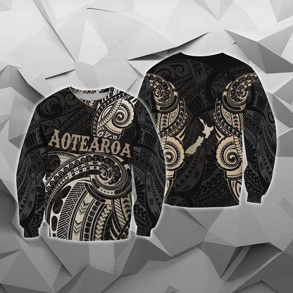 Maori Tattoo with Map New Zealand All Over Hoodie NVD - Amaze Style™-Apparel