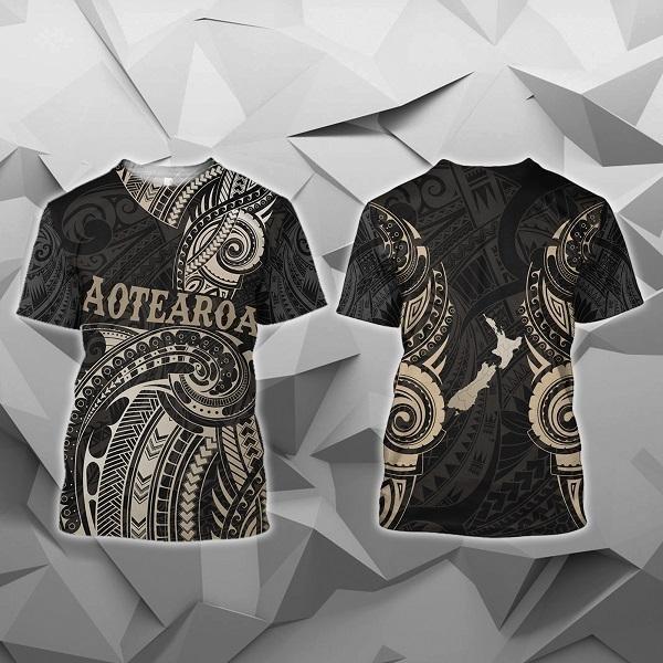 Maori Tattoo with Map New Zealand All Over Hoodie HC0805 - Amaze Style™-Apparel