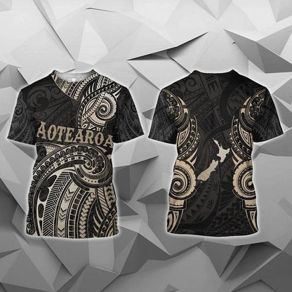 Maori Tattoo with Map New Zealand All Over Hoodie HC0805 - Amaze Style™-Apparel