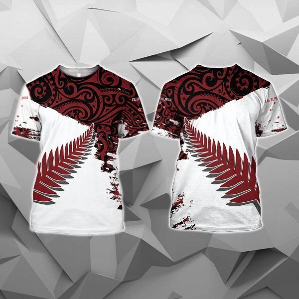 New Zealand Maori Fern Red Edition Zip Hoodie HC0802 - Amaze Style™-Apparel