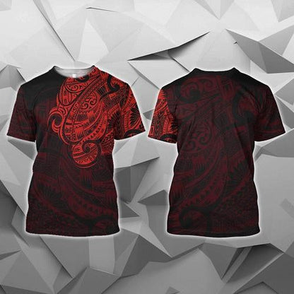 Maori Tattoo Style All Over Hoodie Red Version NVD - Amaze Style™-Apparel