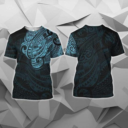 Maori Tattoo Style All Over Hoodie Blue Version - Amaze Style™-Apparel
