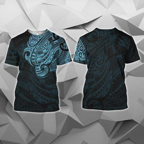 Maori Tattoo Style All Over Hoodie Blue Version - Amaze Style™-Apparel