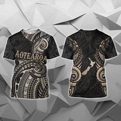 Maori Tattoo with Map New Zealand All Over Hoodie NVD - Amaze Style™-Apparel