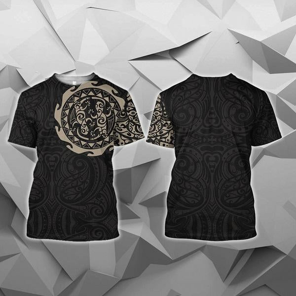 Maori Tangaroa Tattoo New Zealand All Over Hoodie - Golden NVD - Amaze Style™-Apparel