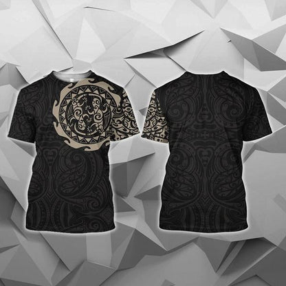 Maori Tangaroa Tattoo New Zealand All Over Hoodie - Golden NVD - Amaze Style™-Apparel