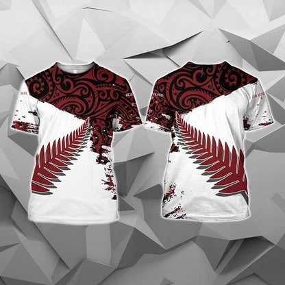New Zealand Maori Fern Red Edition Zip Hoodie NVD - Amaze Style™-Apparel