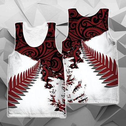 New Zealand Maori Fern Red Edition Zip Hoodie HC0802 - Amaze Style™-Apparel