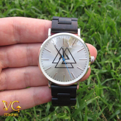 Handmade Valknut Wooden Watch
