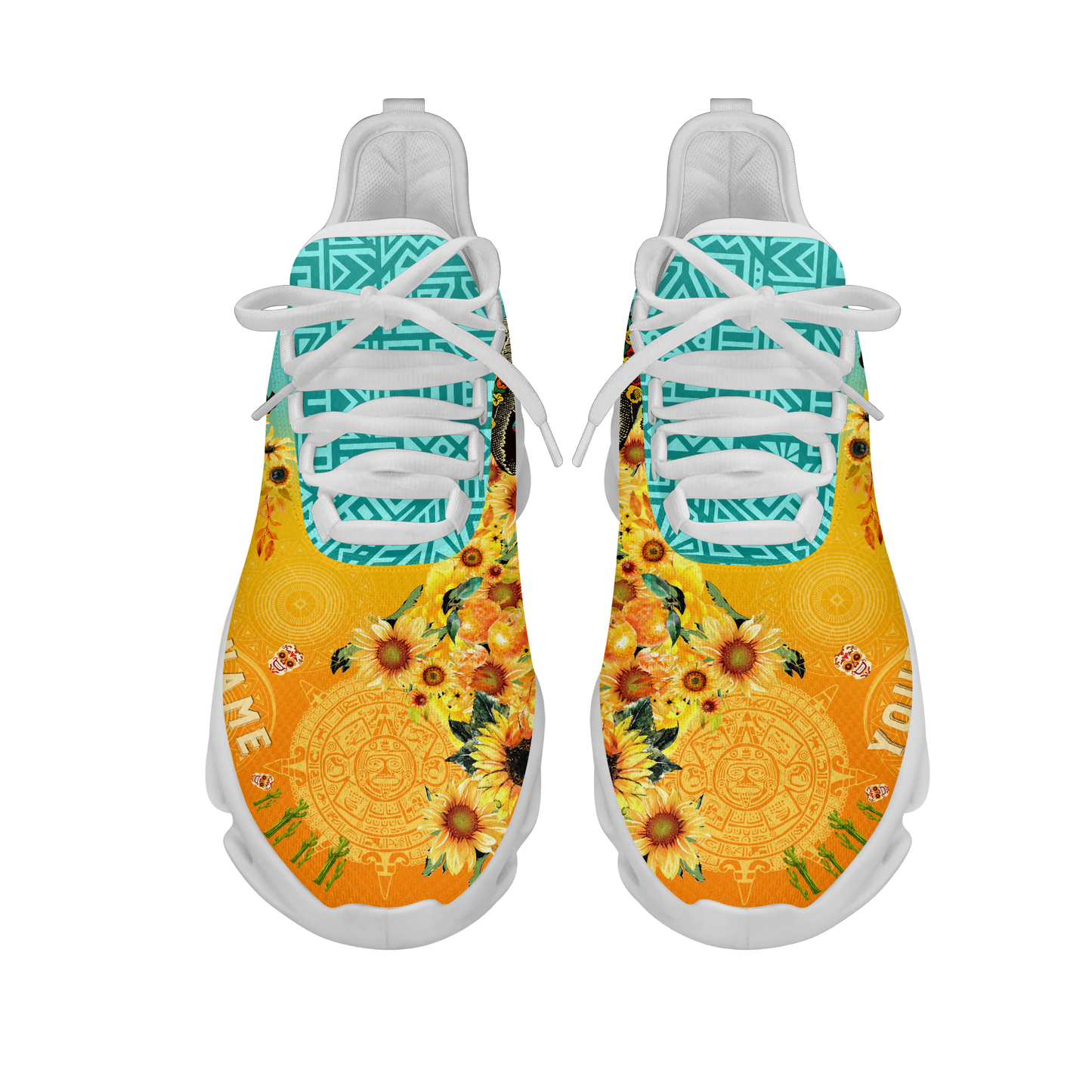 Personalized Mexico Sugar Skull Orange Clunky Sneaker Shoes