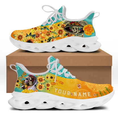 Personalized Mexico Sugar Skull Orange Clunky Sneaker Shoes