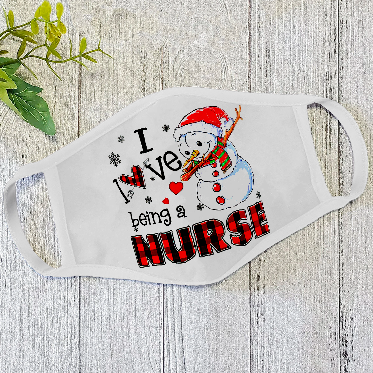 Snowman Love Nurse Face Mask DL