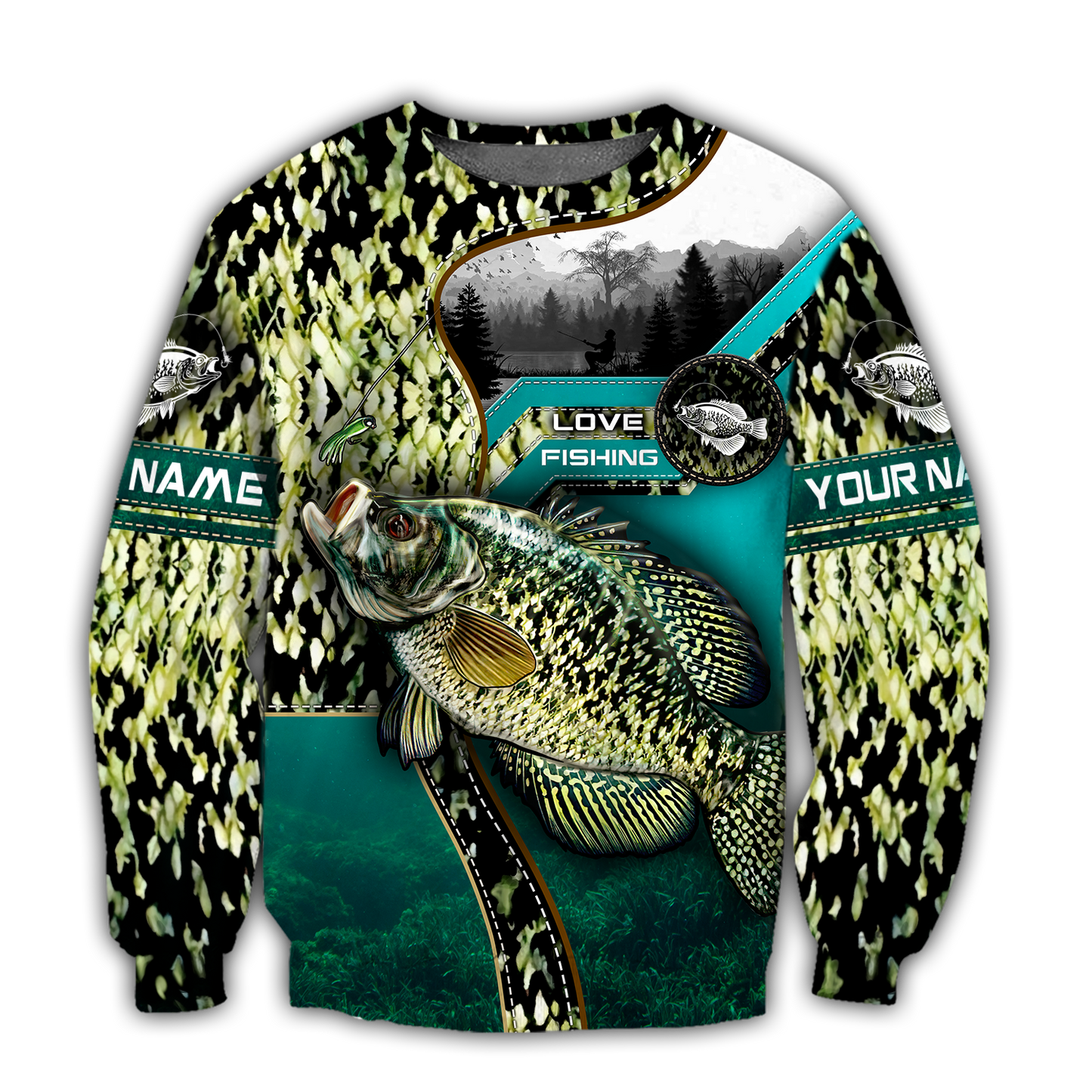 Custom name Crappie Master Fishing camo 3D print shirts