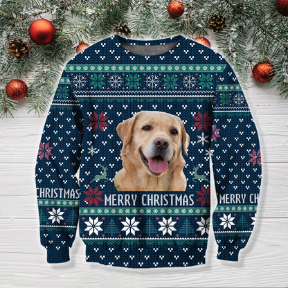 Merry Christmas Personalized Pet Photo 3D All Over Print Hoodie, Christmas Gifts For Dog