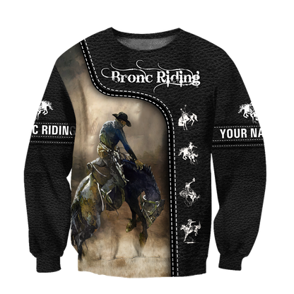 Personalized Name Rodeo 3D All Over Printed Unisex Shirts Black Leather Texture