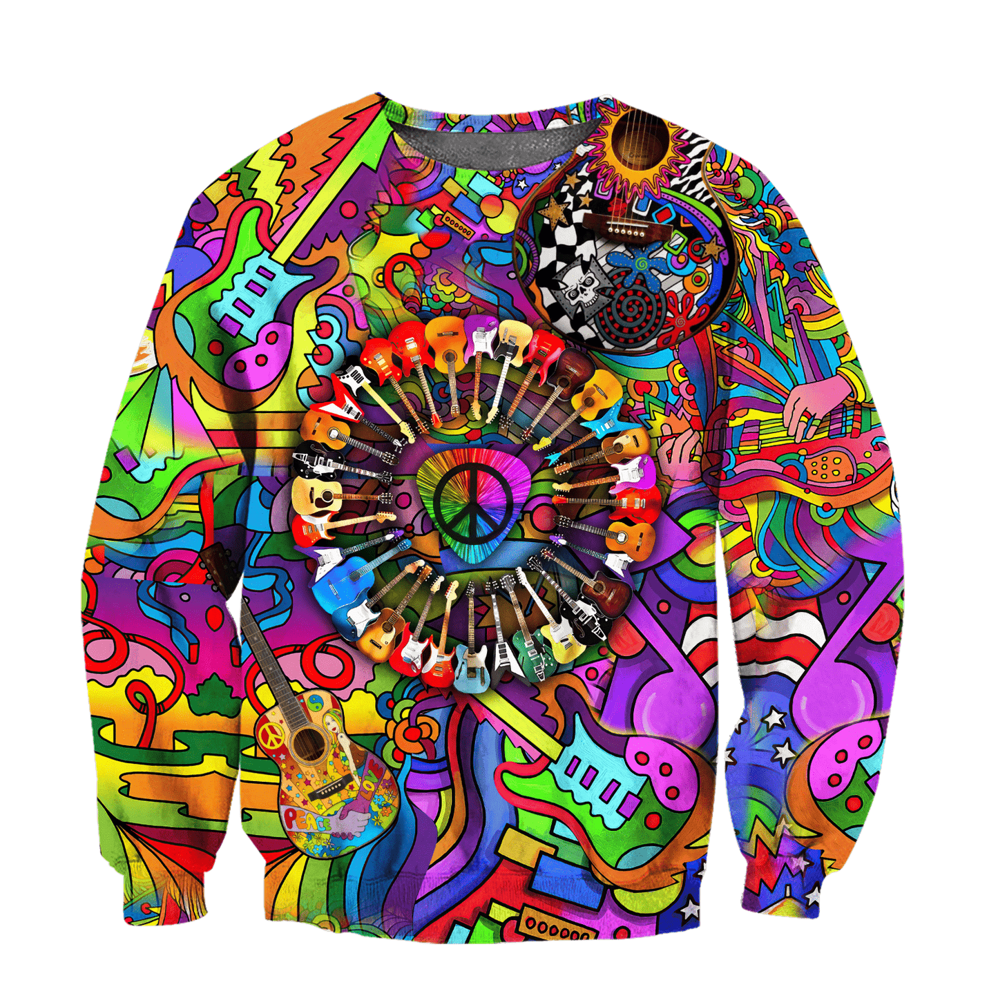 Amazing Guitar Hippie Color Hawaii Shirt ML