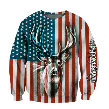 US Deer Persionalized Name 3D All Over Printed Shirts