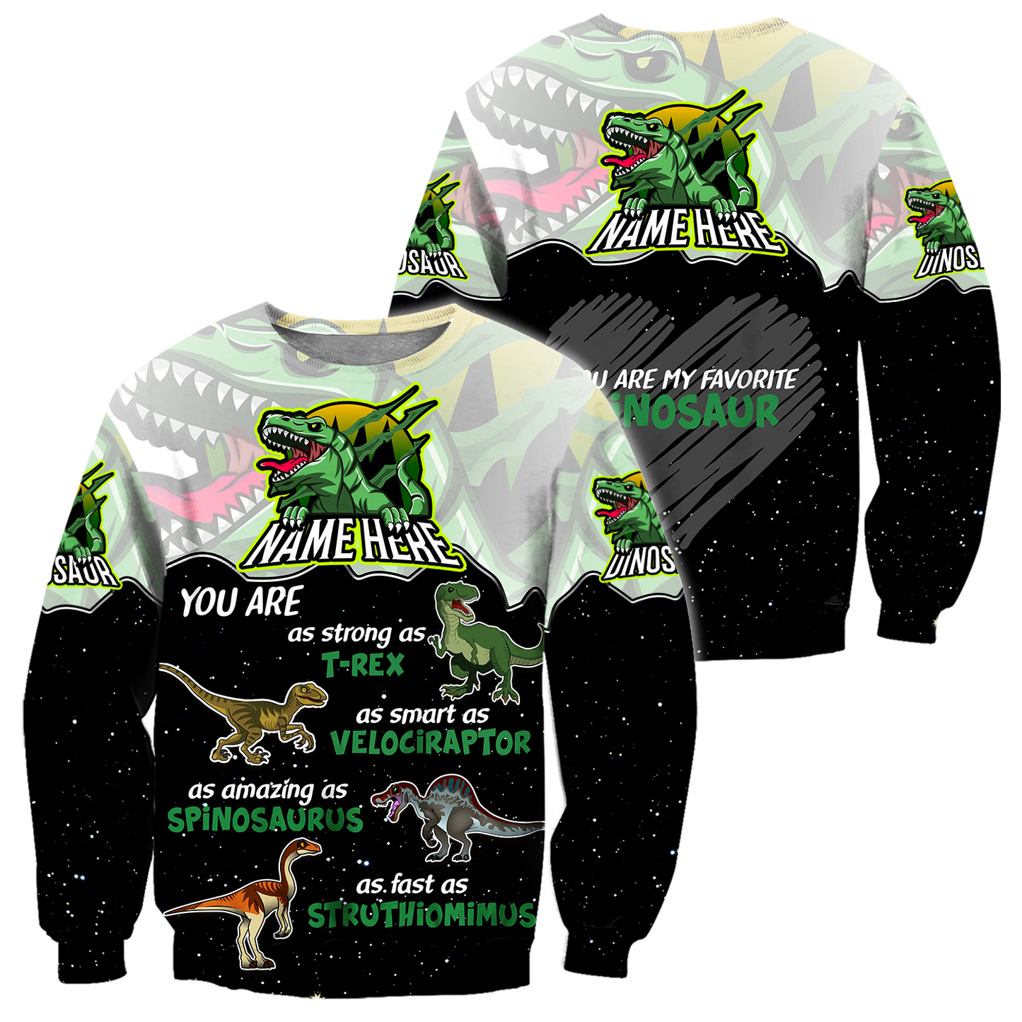 Customize Name Dinosaur 3D All Over Printed Unisex Shirts My Favorite Dinosaur