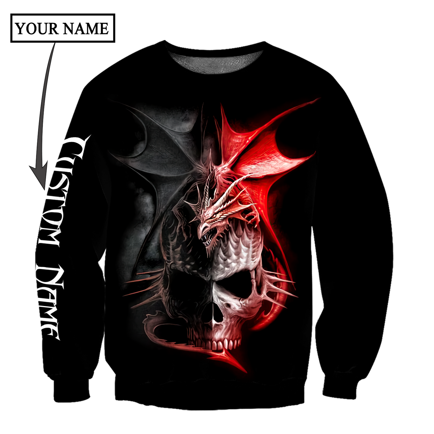 Dragon Skull 3D Hoodie Shirt For Men And Women Custom Name