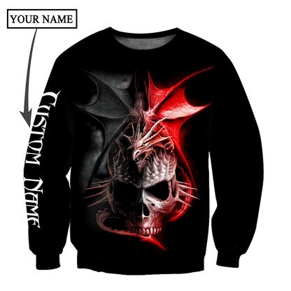 Dragon Skull 3D Hoodie Shirt For Men And Women Custom Name