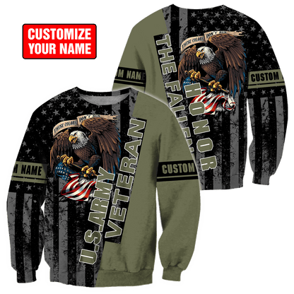 Custom name US Army Veteran Honor the fallen 3d printed shirts Proud Military