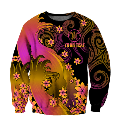 Amazing Polynesian Personalized Wave And Frangipani Unisex Deluxe Hoodie ML