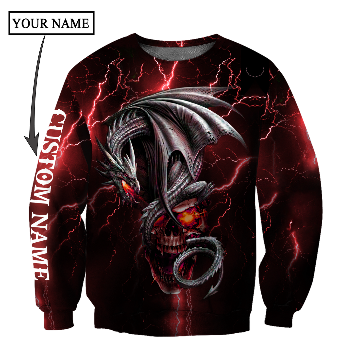Dragon Skull Red 3D Shirt For Men And Women Custom Name