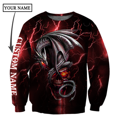 Dragon Skull Red 3D Shirt For Men And Women Custom Name