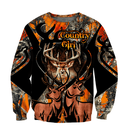 Country Girl Deer Hunting 3D All Over Printed Unisex Hoodie