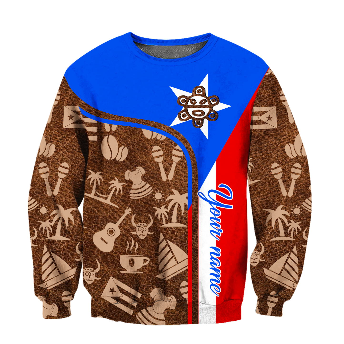 Customize Name Puerto Rico Symbol Hoodie For Men And Women