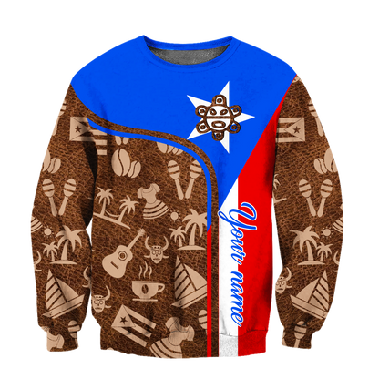 Customize Name Puerto Rico Symbol Hoodie For Men And Women