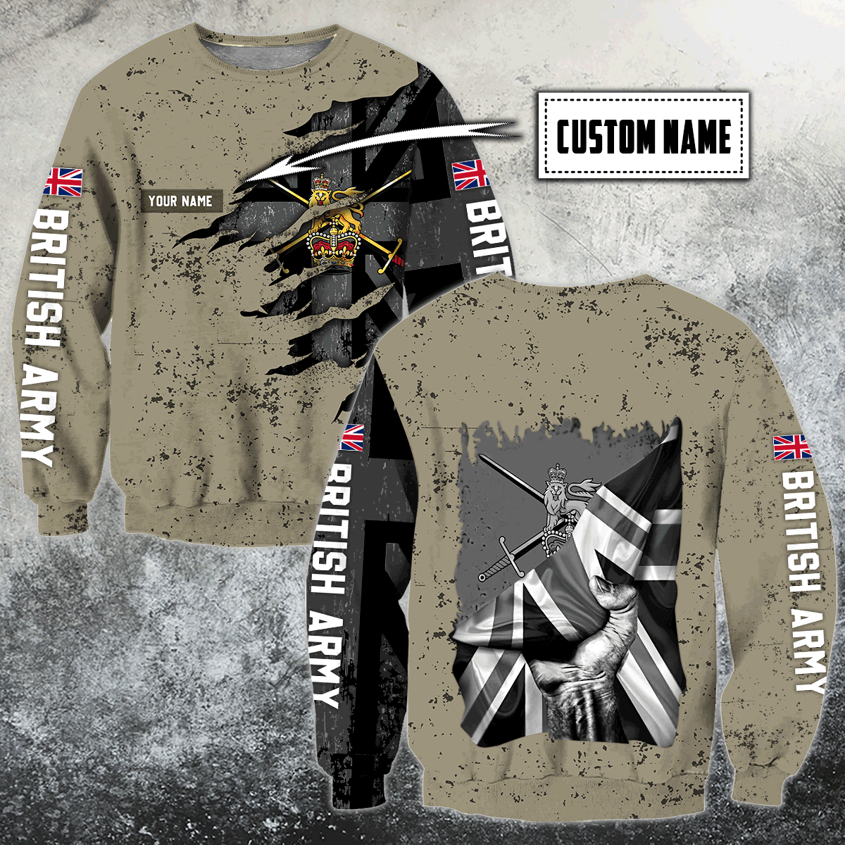 Custom name British Camo 3D Design Print Shirts