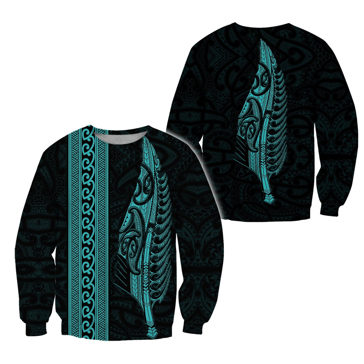 Maori Silver Fern Turquoise 3D Printed Unisex Shirts