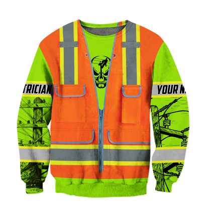 Electrician And Lineman Personalized Safety 3D All Over Printed Premium Unisex Hoodie ML