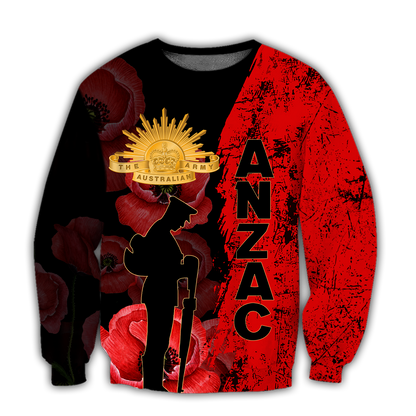 Premium Anzac Day New Zealand And Australia Culture Poppy 3D Printed Unisex Shirts TN
