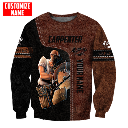 Personalized Name Carpenter 3D All Over Printed Unisex Shirts Leather Texture
