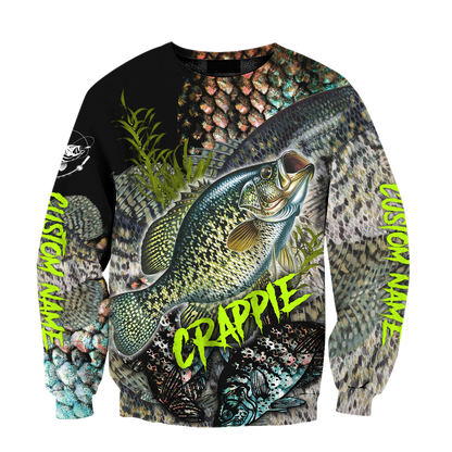 Custom name Crappie Fishing on skin 3D Design print shirts