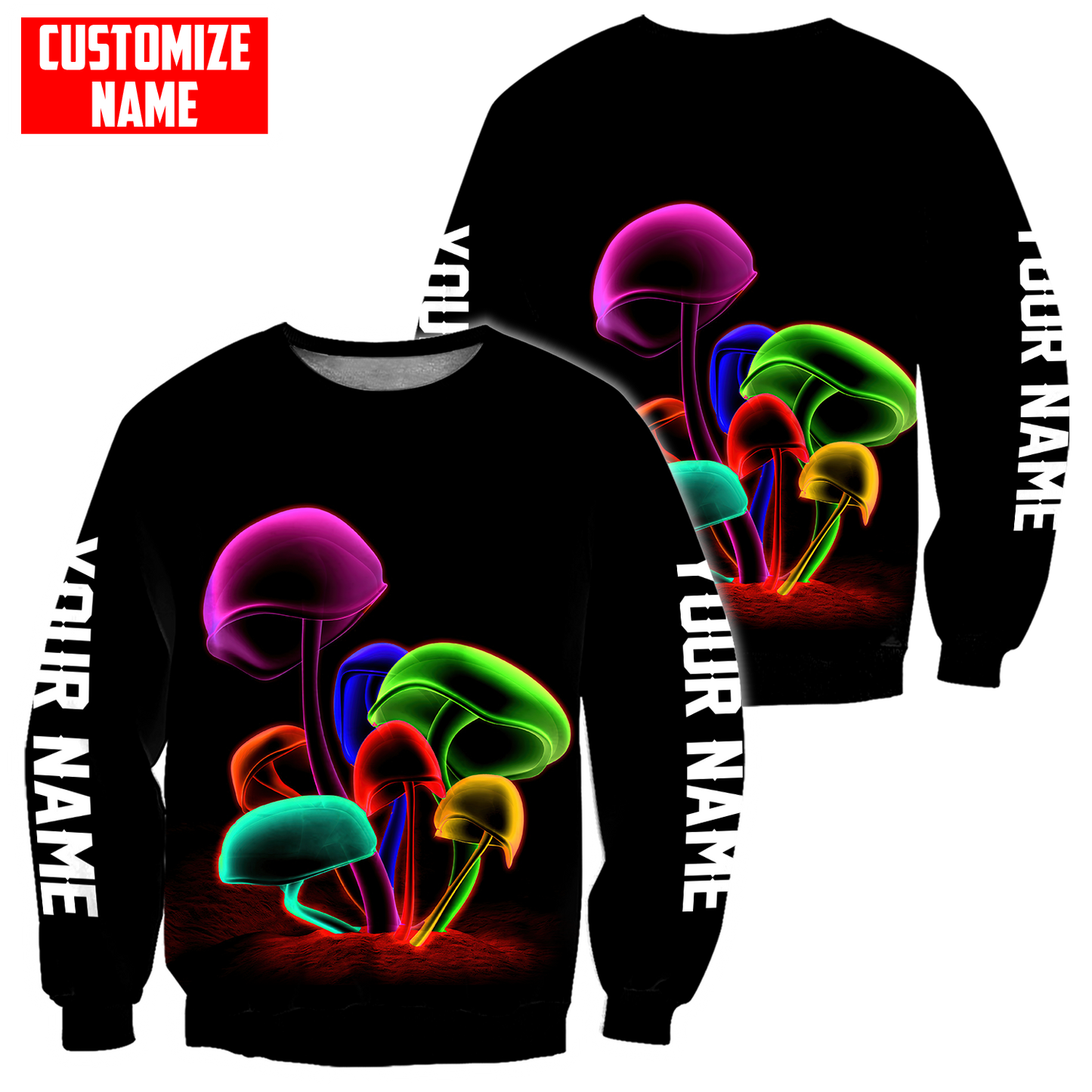 Customize Name Mushroom Hippie 3D All Over Printed Unisex Shirts