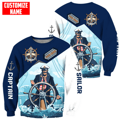 Customized Name Captain Sailor 3D All Over Printed Shirts