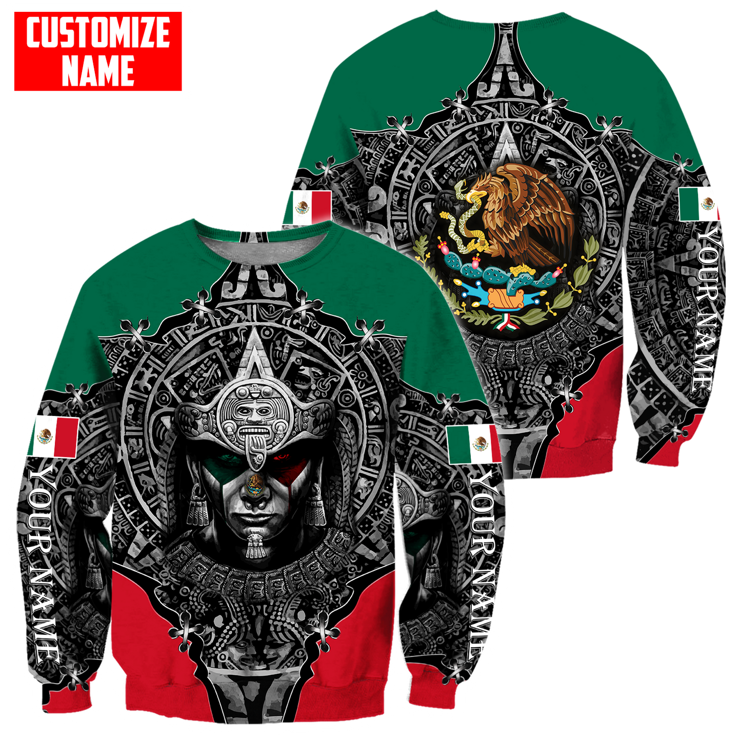 Personalized Name Aztec Mexican 3D All Over Printed Unisex Shirts