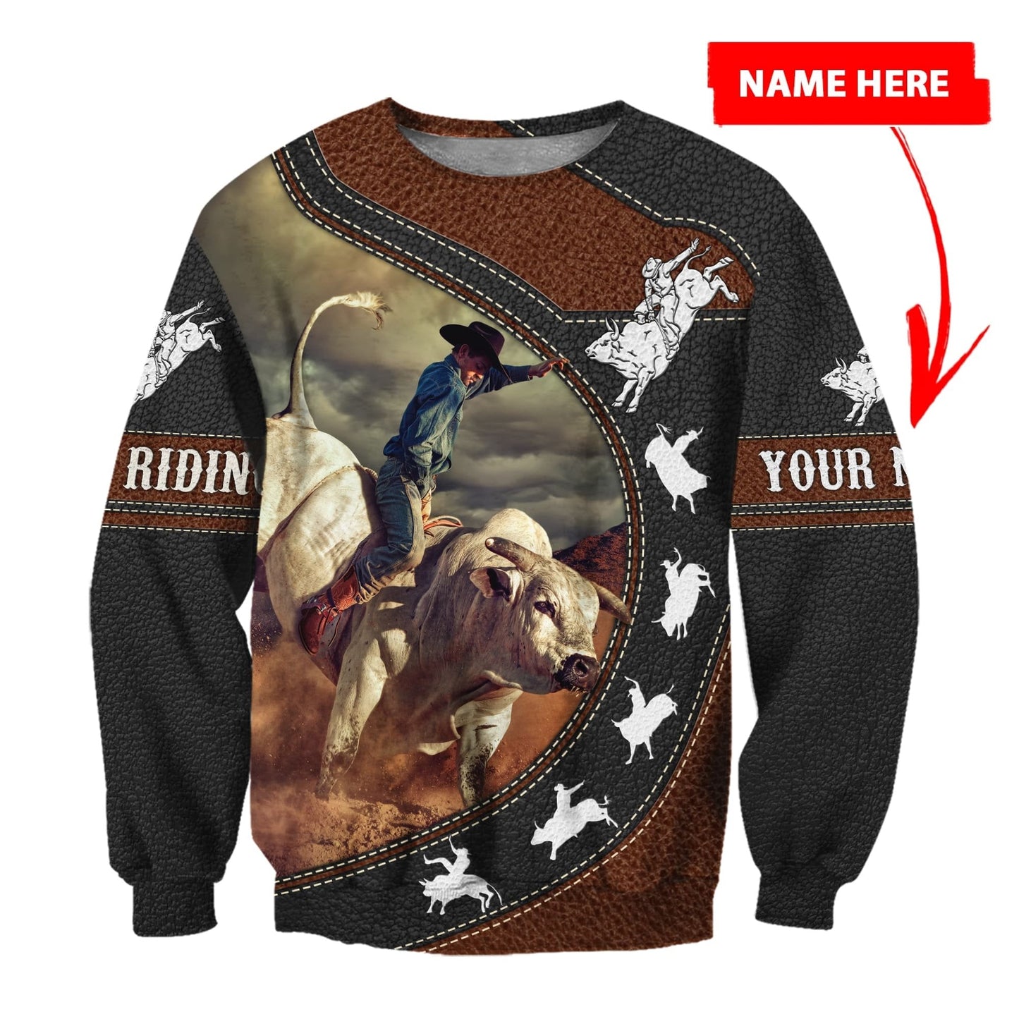 Personalized Name Bull Riding 3D All Over Printed Unisex Shirts Bull Rider Ver 3