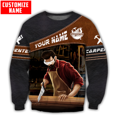 Personalized Name Carpenter 3D All Over Printed Unisex Shirts Leather Texture Ver2