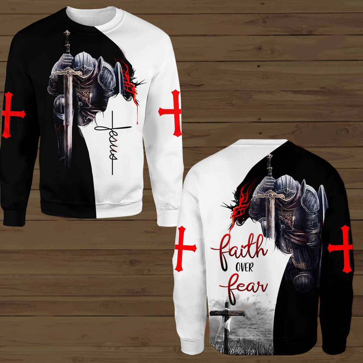 Faith Over Fear Knight Jesus Christ 3D All Over Printed Shirts