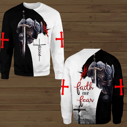 Faith Over Fear Knight Jesus Christ 3D All Over Printed Shirts